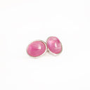 Silver Cabochon Oval Cut Ruby Earrings