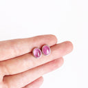 Silver Cabochon Oval Cut Ruby Earrings