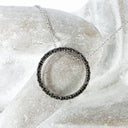 Elegance Defined Black Diamond in White Gold Halo Pendant