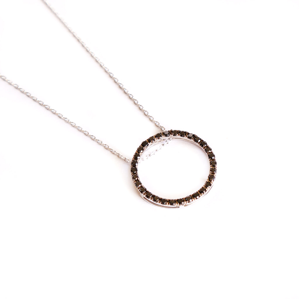 Elegance Defined Black Diamond in White Gold Halo Pendant