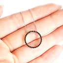 Elegance Defined Black Diamond in White Gold Halo Pendant