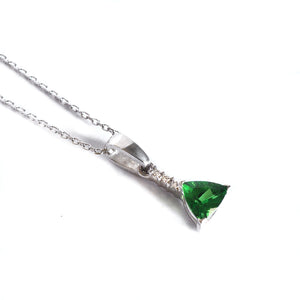 Elegance Defined Diamond Ladder Trilliant Tsavorite White Gold Pendant