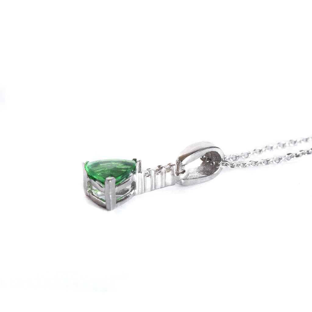 Elegance Defined Diamond Ladder Trilliant Tsavorite White Gold Pendant