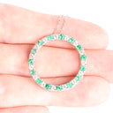 Elegance Defined Emerald And White Diamond in White Gold Halo Pendant