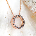 Black Diamond Rose Gold Halo Pendant