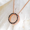 Black Diamond Rose Gold Halo Pendant