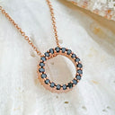 Black Diamond Rose Gold Halo Pendant