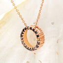 Black Diamond Rose Gold Halo Pendant