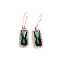 Elegance Personified Diamond Halo Shepherd Hook Green Tourmaline Rose Gold Earrings