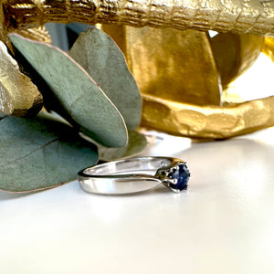 Exquisite Pinched Shoulder Sapphire White Gold Ring