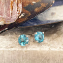 Blue Topaz White Gold Studs