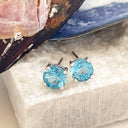 Blue Topaz White Gold Studs
