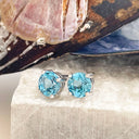 Blue Topaz White Gold Studs