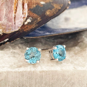 Blue Topaz White Gold Studs