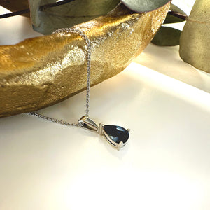 Elegant Claw Set Pear Cut Sapphire White Gold Pendant