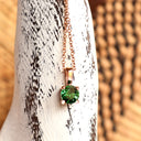 Elegant Claw Set Round Cut Tsavorite Rose Gold Pendant