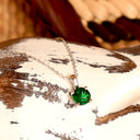 Elegant Claw Set Round Cut Tsavorite White Gold Pendant