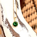 Elegant Claw Set Round Cut Tsavorite Yellow Gold Pendant
