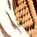 Elegant Claw Set Round Cut Tsavorite Yellow Gold Pendant