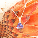 Elegant Double Claw Trilliant Cut Tanzanite Pendant
