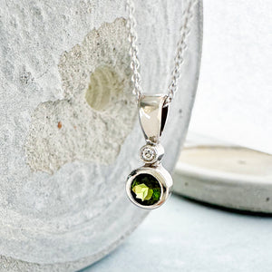Green Tourmaline and Diamond Pendant