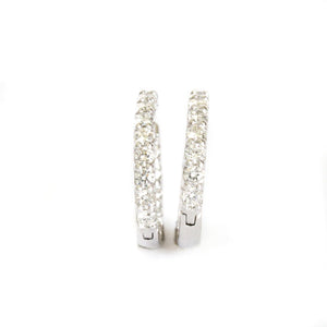 Elegant Double White Diamond White Gold Hoops
