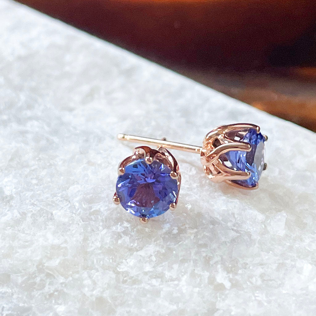 Rose Gold Tanzanite Stud earrings