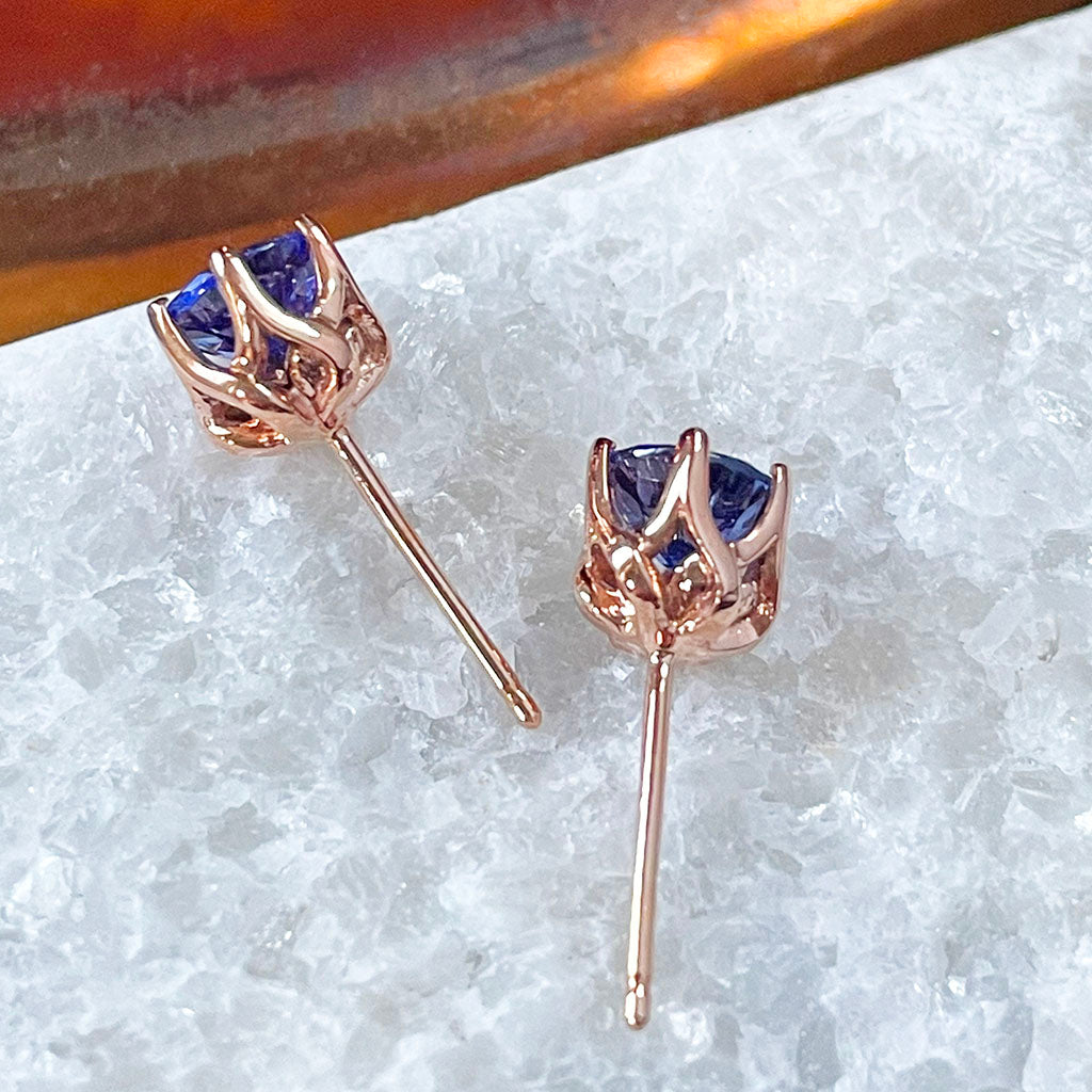 Rose Gold Tanzanite Stud earrings