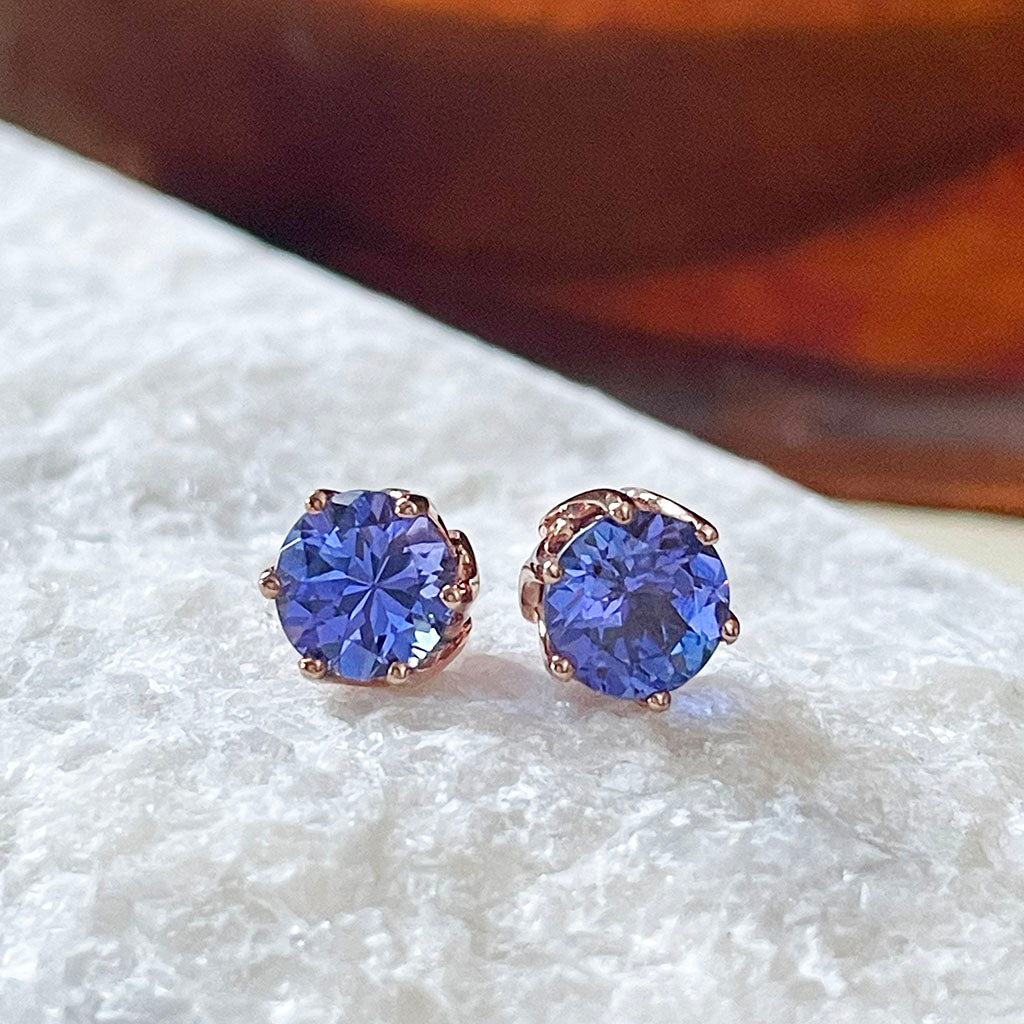 Rose Gold Tanzanite Stud earrings