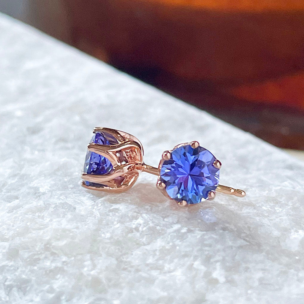 Rose Gold Tanzanite Stud earrings