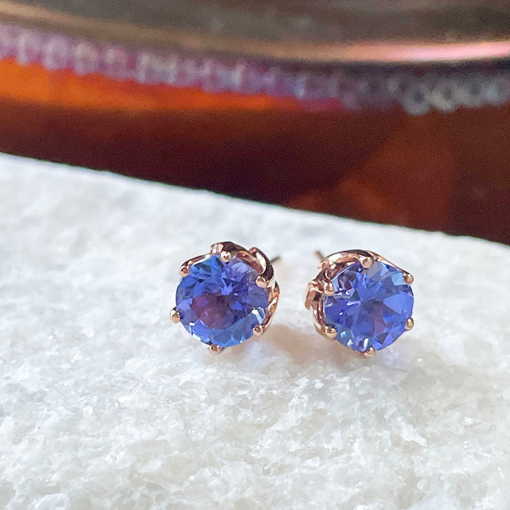 Rose Gold Tanzanite Stud earrings