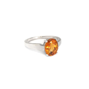 Elegant Oval Cut Citrine Solitaire White Gold Ring