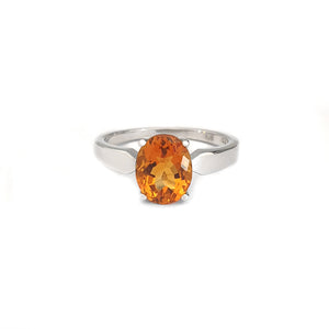 Elegant Oval Cut Citrine Solitaire White Gold Ring