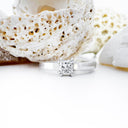 Elegant Princess Cut Solitaire White Diamond White Gold Ring