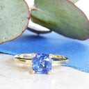 Solitaire Cushion cut Sapphire Yellow Gold Ring