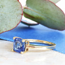 Solitaire Cushion cut Sapphire Yellow Gold Ring