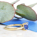 Solitaire Cushion cut Sapphire Yellow Gold Ring