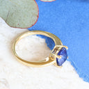 Solitaire Cushion cut Sapphire Yellow Gold Ring