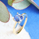 Solitaire Cushion cut Sapphire Yellow Gold Ring