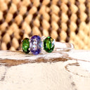 Elegant Trilogy Tanzanite and Tsavorite Diamond Ring White Gold Ring