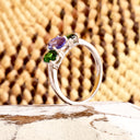 Elegant Trilogy Tanzanite and Tsavorite Diamond Ring White Gold Ring