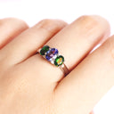 Elegant Trilogy Tanzanite and Tsavorite Diamond Ring White Gold Ring