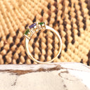 Elegant Trilogy Tanzanite and Tsavorite Diamond Ring Yellow Gold Ring
