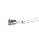 Elegantly Classic Pear Cut Tsavorite White Diamond Halo White Gold Pendant