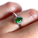 Elegantly Classic Pear Cut Tsavorite White Diamond Halo White Gold Ring