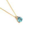 Gorgeous Blue Topaz With Trilogy Diamond Highlight Yellow Gold Pendant And Chain