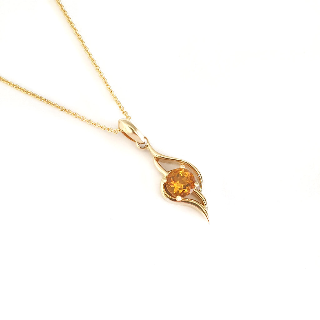 Flame Inspired Citrine Yellow Gold Pendant