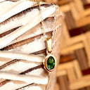 Elegantly Understated Bezel Set Oval Tsavorite Yellow Gold Pendant