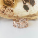 Elephant Chain Ring with White Diamonds and Rose Gold Borders