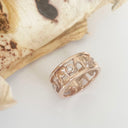 Elephant Chain Ring with White Diamonds and Rose Gold Borders
